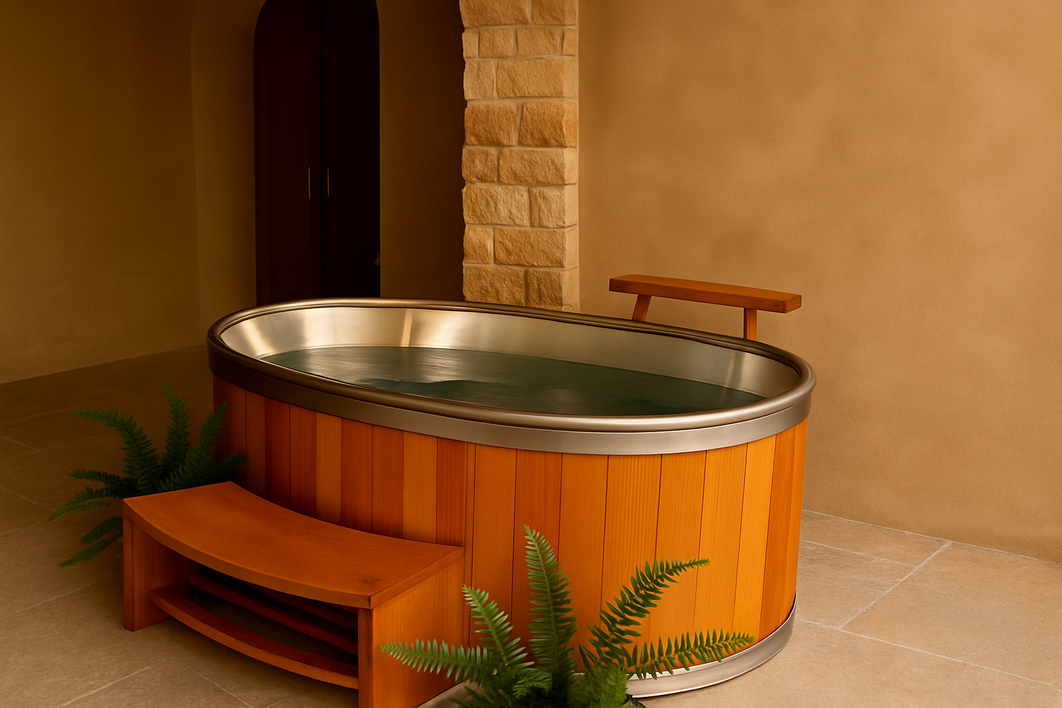 Luxury 2 person ice bath: hot and cold spa tub for wellness & recovery