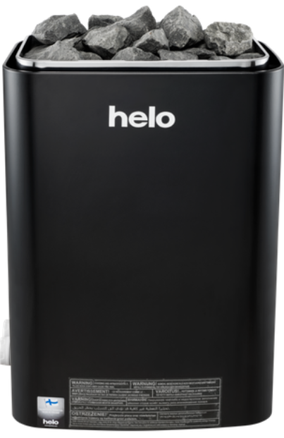 The Helo Vienna 80 STS Sauna Heater in Black is designed for modern homes, suited for 3–12 m³ rooms.