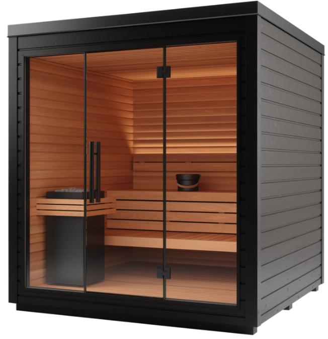 Mira L Outdoor Sauna – Scandinavian 4 person sauna with glass front