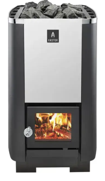 The Kastor Karhu 22 wood burning sauna heater is designed for 8–20 m³ rooms, delivering authentic heat, soft steam, and efficient combustion.