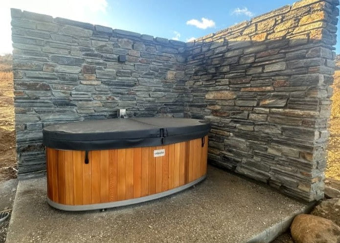 Luxury wood finish 2 person ice bath: hot and cold spa tub for wellness & recovery